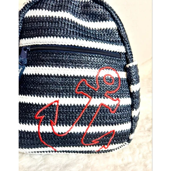 Vera Bradley Straw Mini Backpack in the Anchors Aweigh pattern - Picture 3 of 8